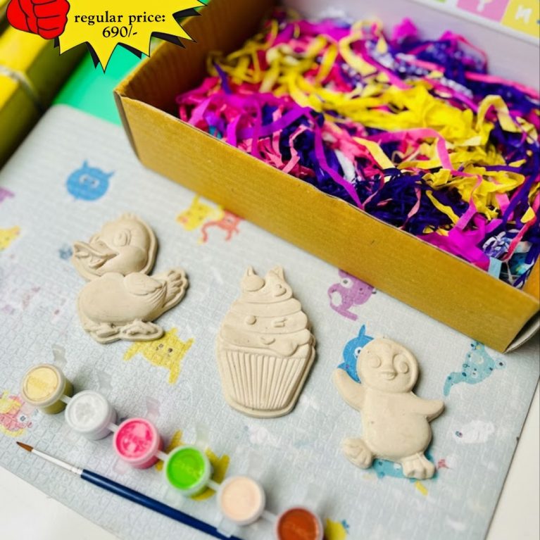 Marble Stone Creative Activity Kit Box (3pcs shapes) Colouring set-with Colours