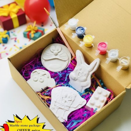 Marble Stone Creative Activity Kit Box (5pcs shapes) Colouring set-with Colours