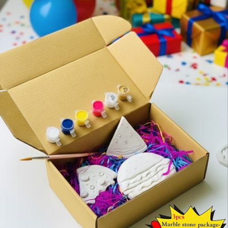 Marble Stone Creative Activity Kit Box (3pcs shapes) Colouring set-with Colours