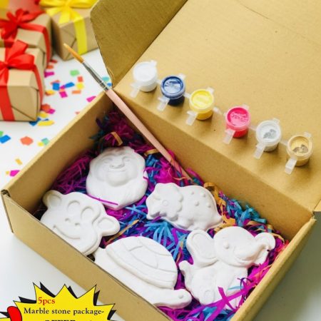 Marble Stone Creative Activity Kit Box (5pcs shapes) Colouring set-with Colours