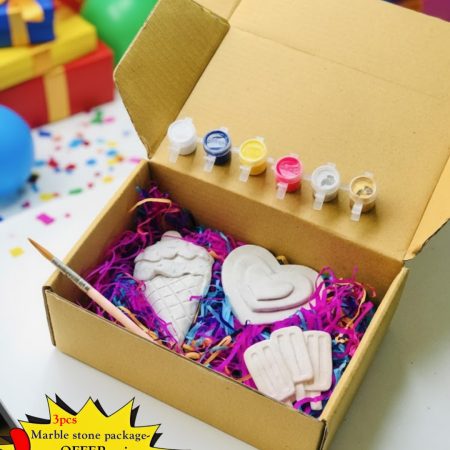 Marble Stone Creative Activity Kit Box (3pcs shapes) Colouring set-with Colours