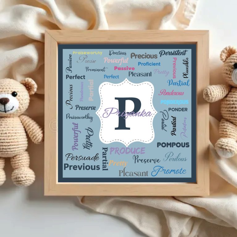 Adjective Glass Frame with alphabet 'P'