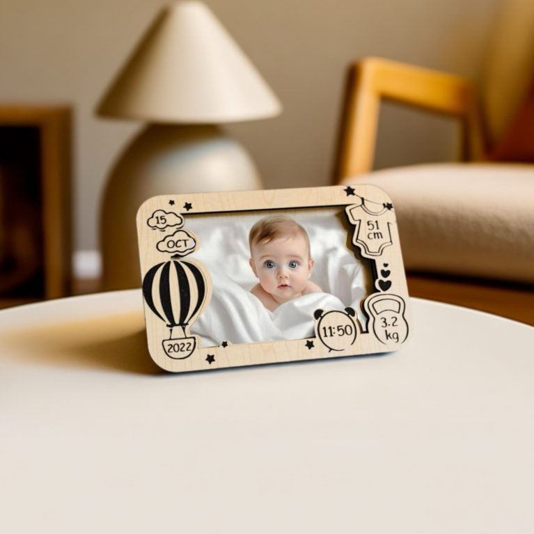 New born baby Details Wooden Photo frame (without Name)